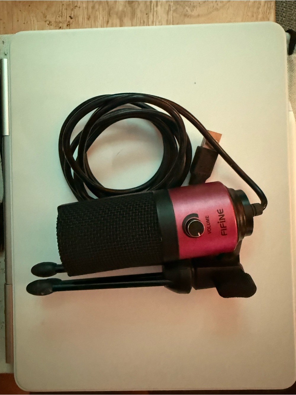 Fifine Pink USB Desktop Condenser Microphone with Volume Control